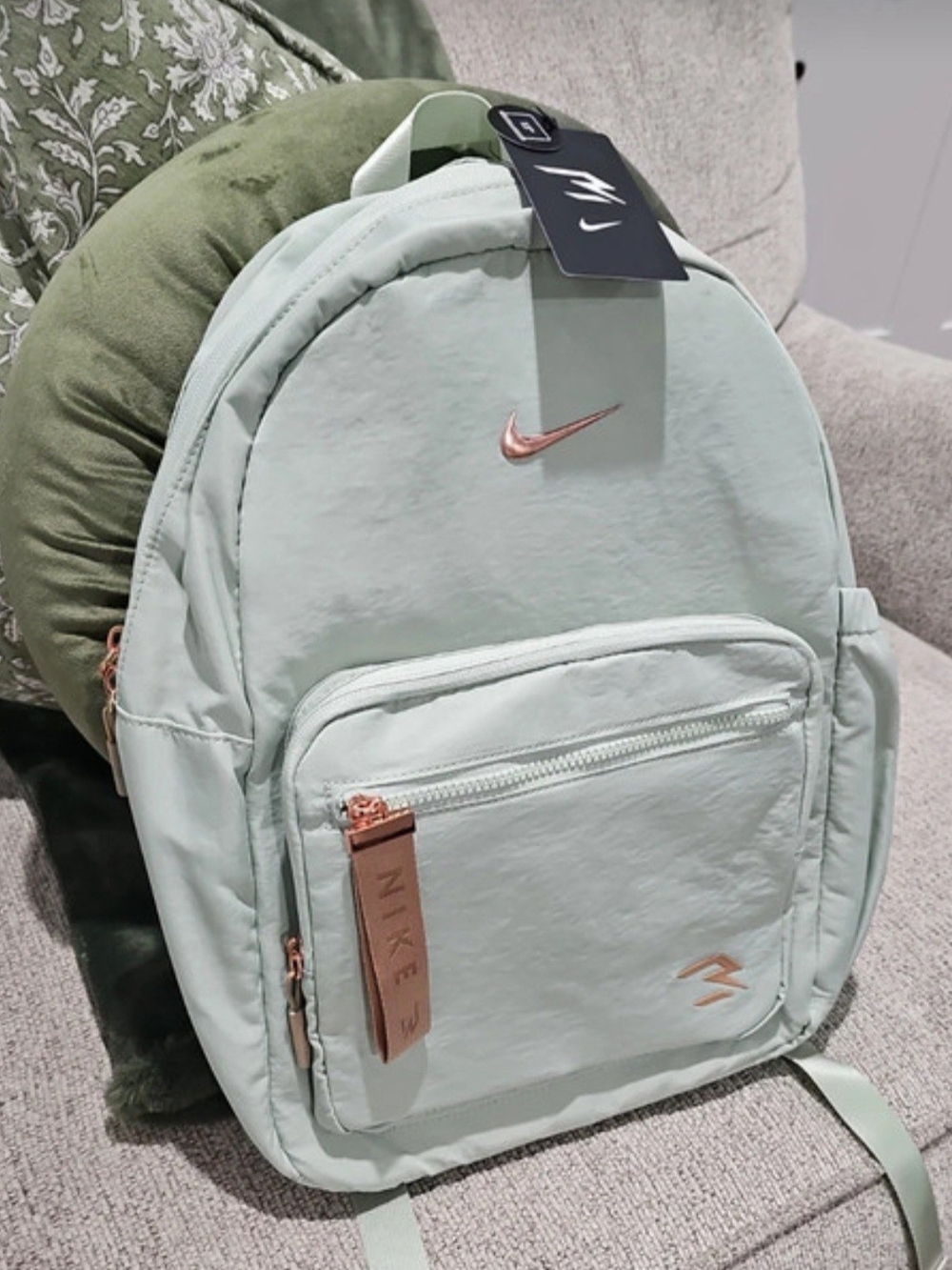 Nike Mint Green Backpack with Rose Gold Accents